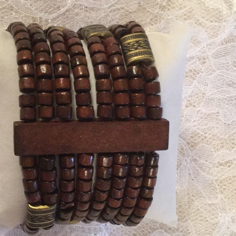 Boho 8” wooden bead bracelet